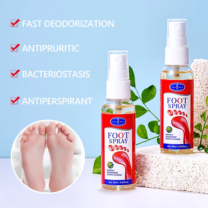 Deodorant Foot Spray Quick Deodorant Soothing Long-Lasting Foot Sweat Anti-Drying Peeling Herbal Care Spray Perfume 60ml