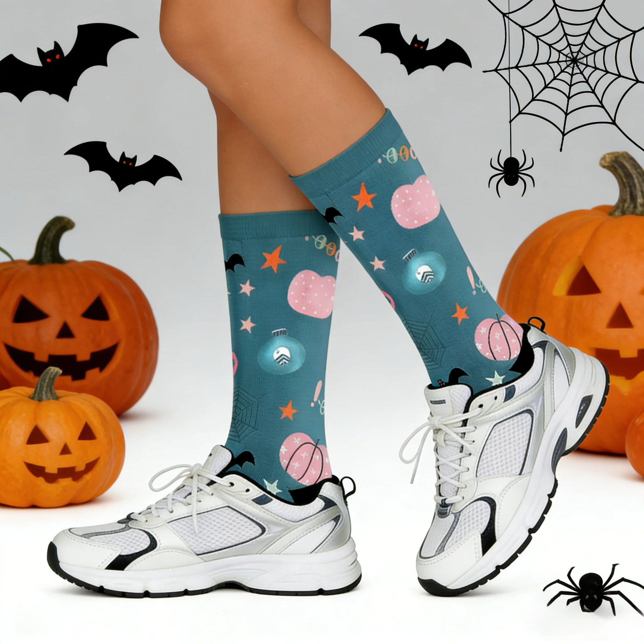 

2026 мужские хлопковые носки, забавные осенне-зимние праздничные носки с рисунком ведьмы и тыквы, подарок на Хэллоуин для мужчин