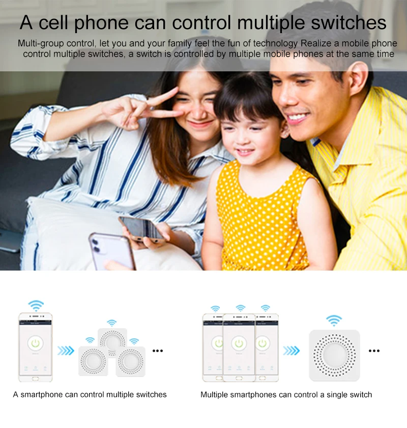 Tuya Mini Smart Switch WiFi 1-2-3-4Gang Switch 16A, Compatible with Alexa and Google Assistant Voice Control view 5