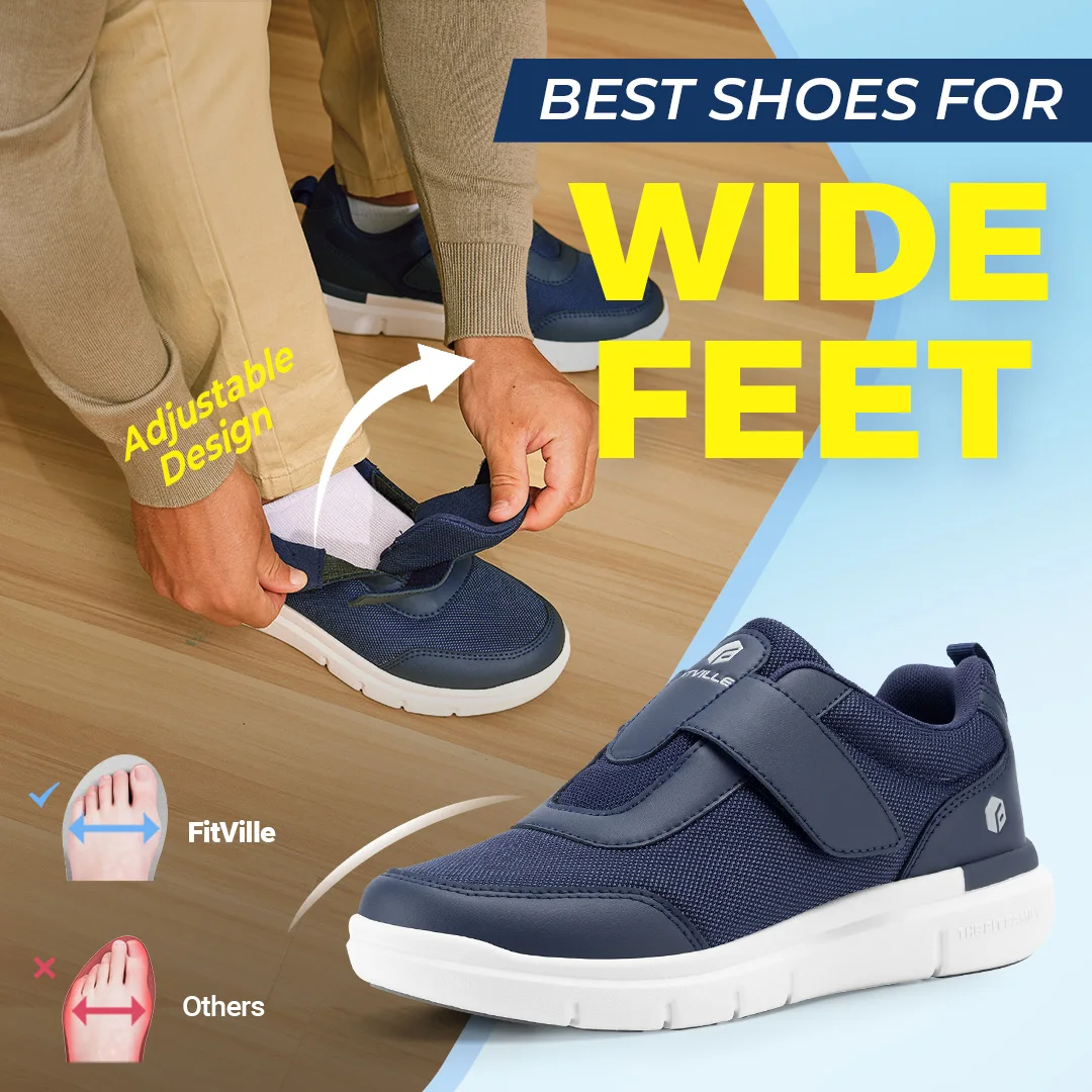 Fittington Diabetic Shoes For Man Extra Wide Width Swollen Feet Shoes For Diabetics Pain Relief Non-slip Man Shoes