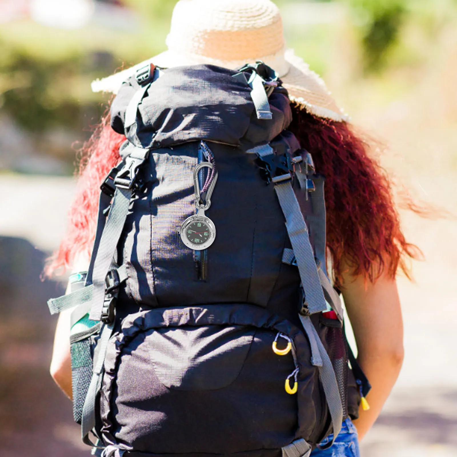 1 قطعة ساعة تسلق الجبال خطاف مشبك للجنسين في الهواء الطلق التخييم المشي لمسافات طويلة المحمولة السفر معلقة بسيطة ساعة جيب عادية