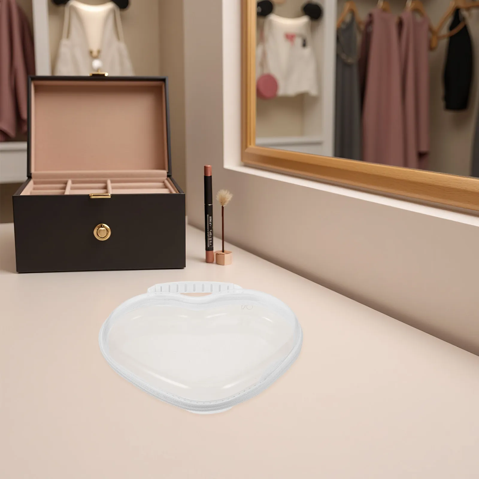 

Прозрачная косметичка в форме сердца, жесткий портативный дорожный органайзер для макияжа, чехол на молнии, сумка для хранения, женская сумка для ухода за кожей