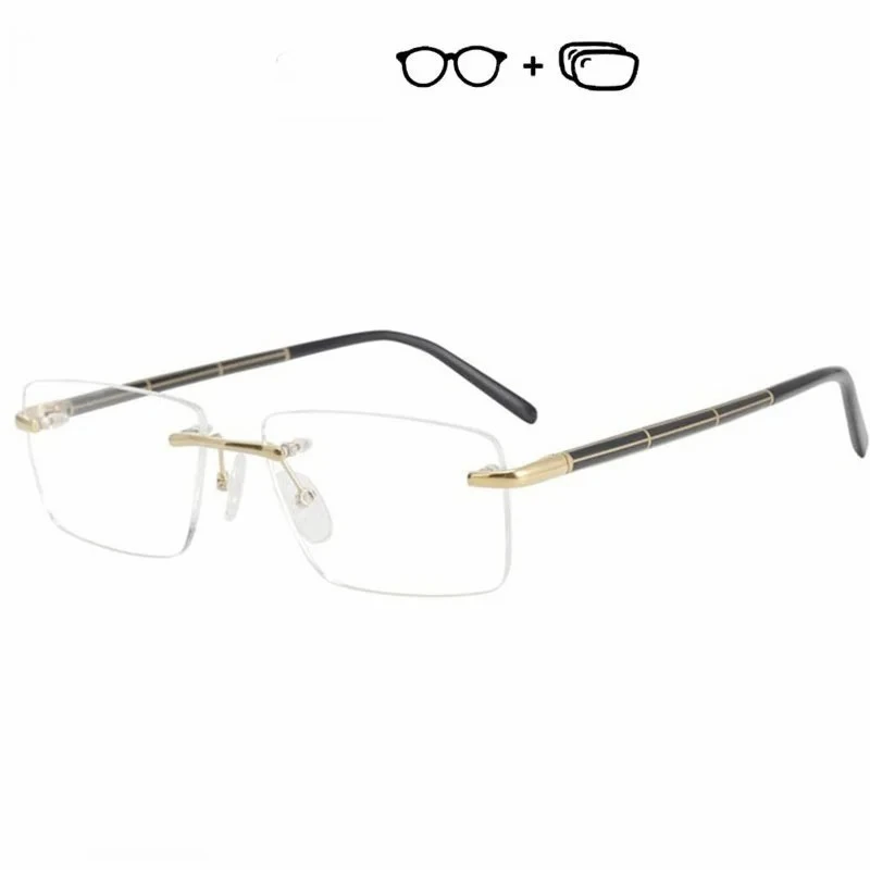 

OLLYMURS Progressiv Prescription Glasses Rimless Eyeglasses Brand Designer Optical Glasses Pure Titanium Square Myopia Eyewear