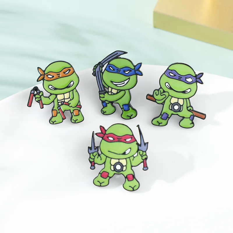 4 Types Teenage Mutant Ninja Turtles Brooch Cartoon Anime Badge Student Clothes Decoration Animal Creative Personalized Gifts