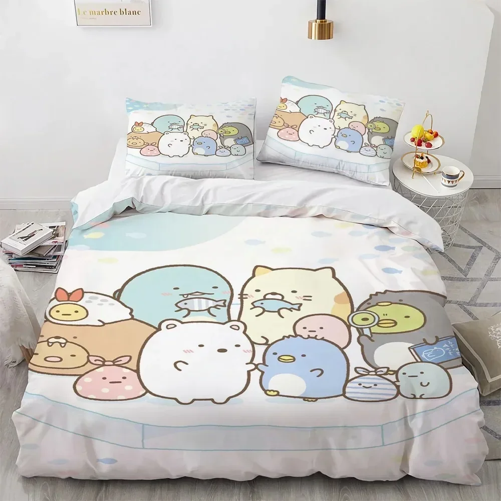 Anime Kawaii Cartoon Sumikko Gurashi Comfortable Duvet Cover Pillowcase Bedding Set Children Bedroom Decoration Home Textile