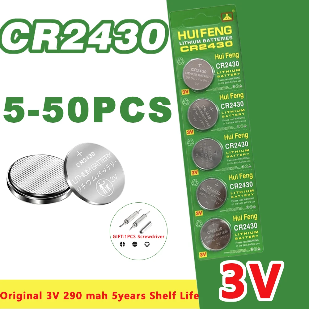 5-50PCS CR2430 Remote Control Car Key Electronic Toy LED with 3V Lithium Button Battery CR 2430 DL2430 BR2430 Button Battery