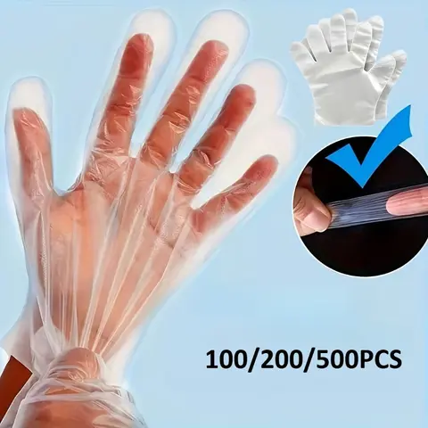 Gants jetables en polyéthylène, 100 à 500 pièces, de qualité alimentaire, sans BPA/latex/poudre, taille unique, idéaux pour la cuisine