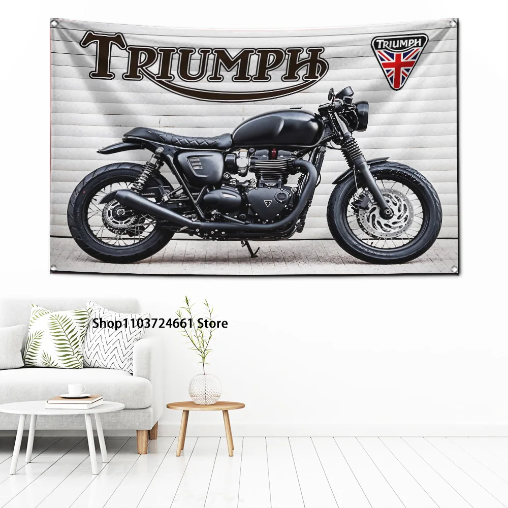 60x90cm Motorcycle Triumphes Flag Polyester Digital Printing Banner for Garage Wall Art Out Door Decoration