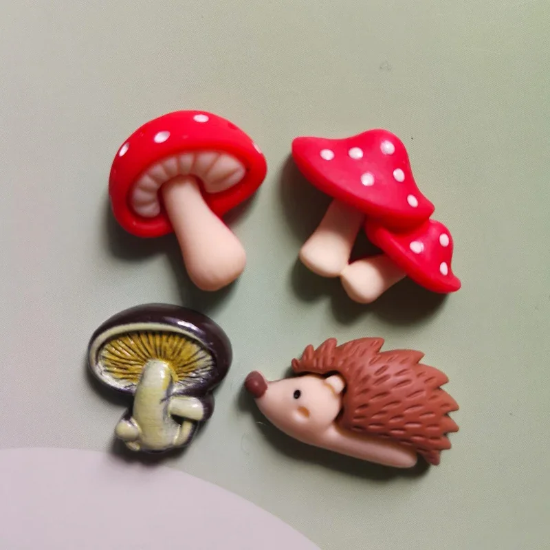 10 pcs flat back cartoon figurine/miniatures hedgehog mushroom/cute/fairy garden gnome/Cabochons/DIY supplies/crafts accessories