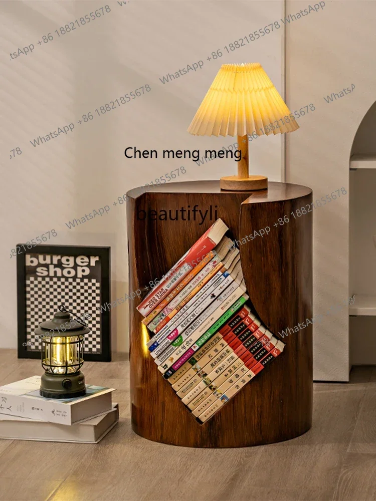 

ss7304 Side Table Medieval Small Coffee Table Sofa Living Room Wooden Pile Storage Nordic Collection Side Cabinet