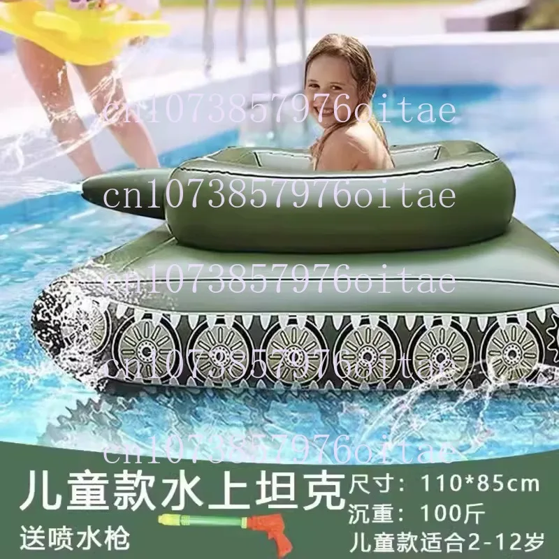 Inflatable Water Play Equipment, Water Battle Tank Toy with Pool Party Swim Ring & Spray Car
