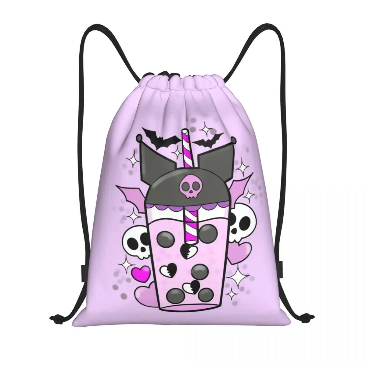 Kustom Halloween Kuromi kartun Anime ransel tali olahraga tas Gym untuk pria wanita tas belanja