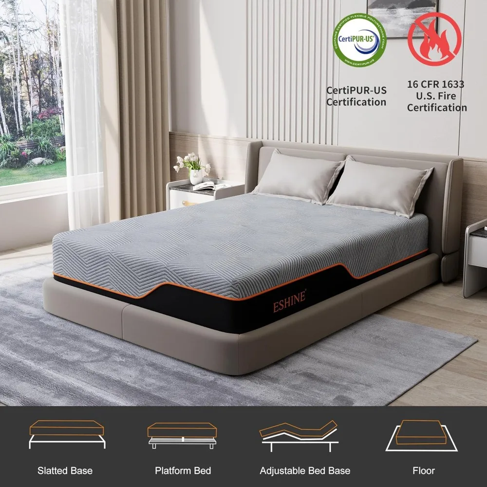 14 inch Full Memory Foam Mattress - Full Size Mattress with Gel Memory Foam for Back Pain and Pressure Relief