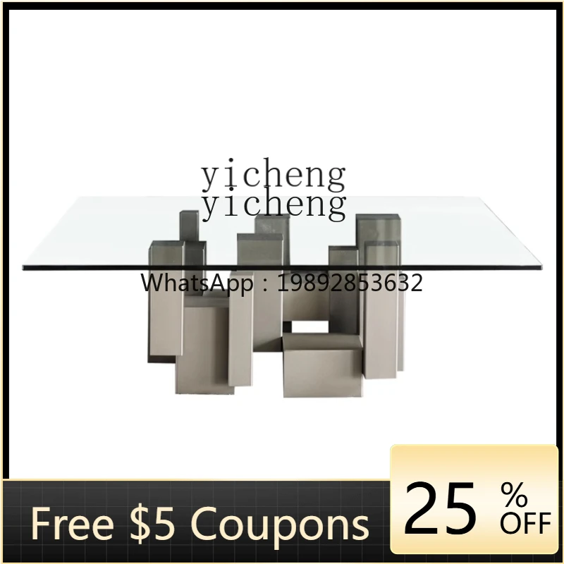 

ZZ Xl Coffee Table Living Room Modern Minimalist Glass Coffee Table Model Room Square Tea Table