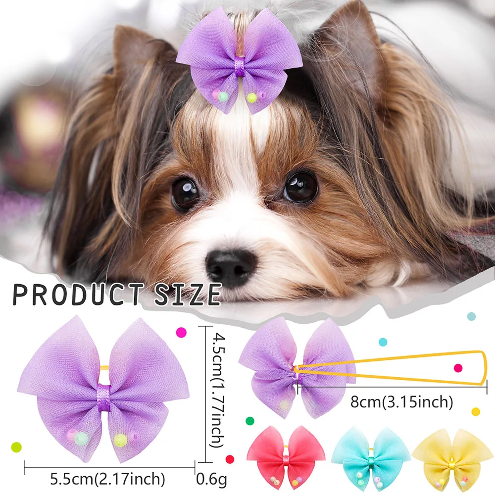 30Pcs Cute Pet Dog Hair Decoration Bows Lace Puppy Cat Girls Rubber Bands Bows for Dogs Pet Hair Grooming Accessories Supplier