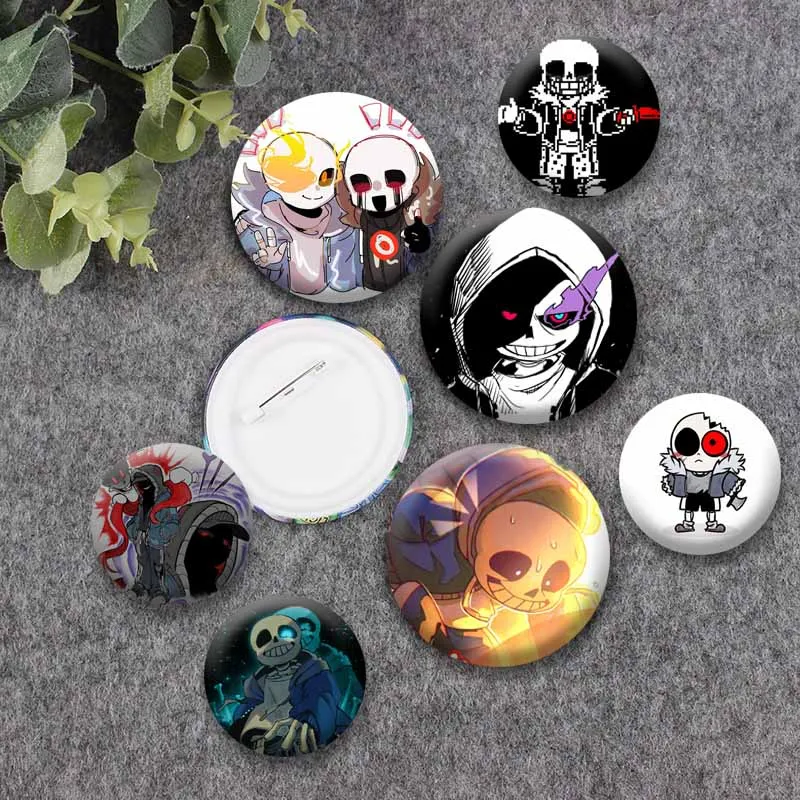 Funny Cartoon Killer Sans Coin Badge Game Character Brooches on Bag Shoes Accessories Round Enamel Pins Collectible Jewelry Gift