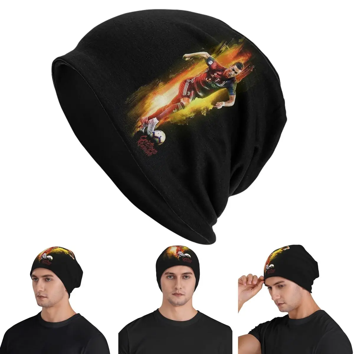 

Ronaldo Wallpaper Skullies Beanies Hats Warm Autumn Winter Outdoor Cap Knitted Bonnet Caps for Men Women Adult