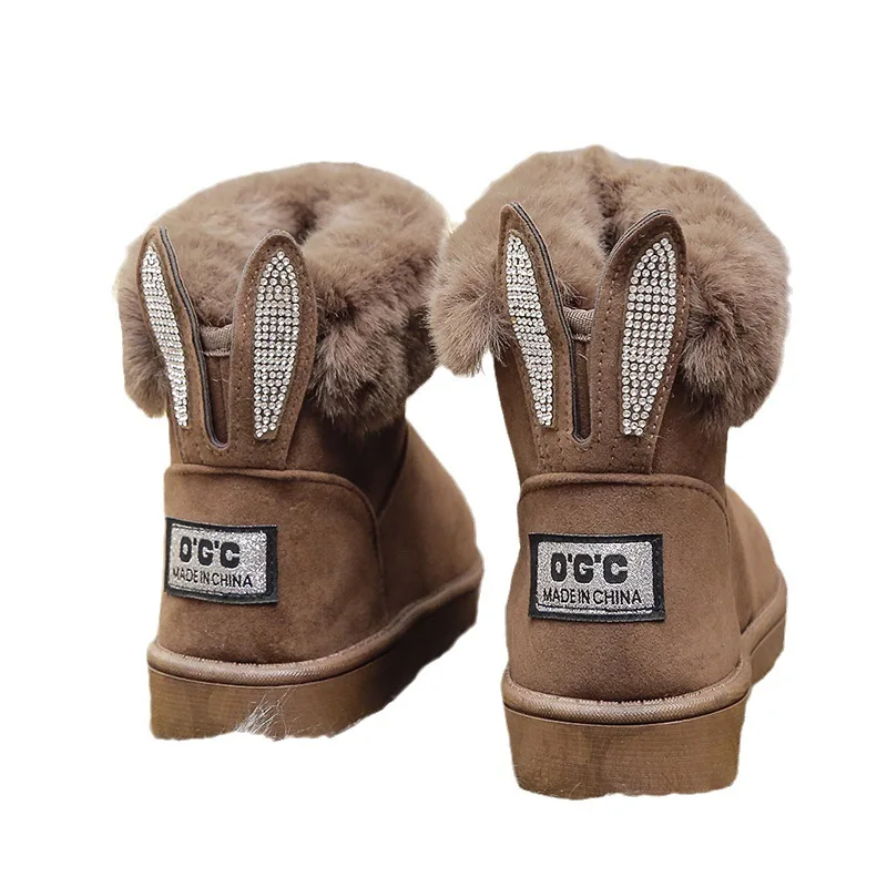 2023 Women Boots Real Fox Fur Brand Winter Shoes Warm Black Round Toe Casual Plus Size Female Snow Boots Drop Ship