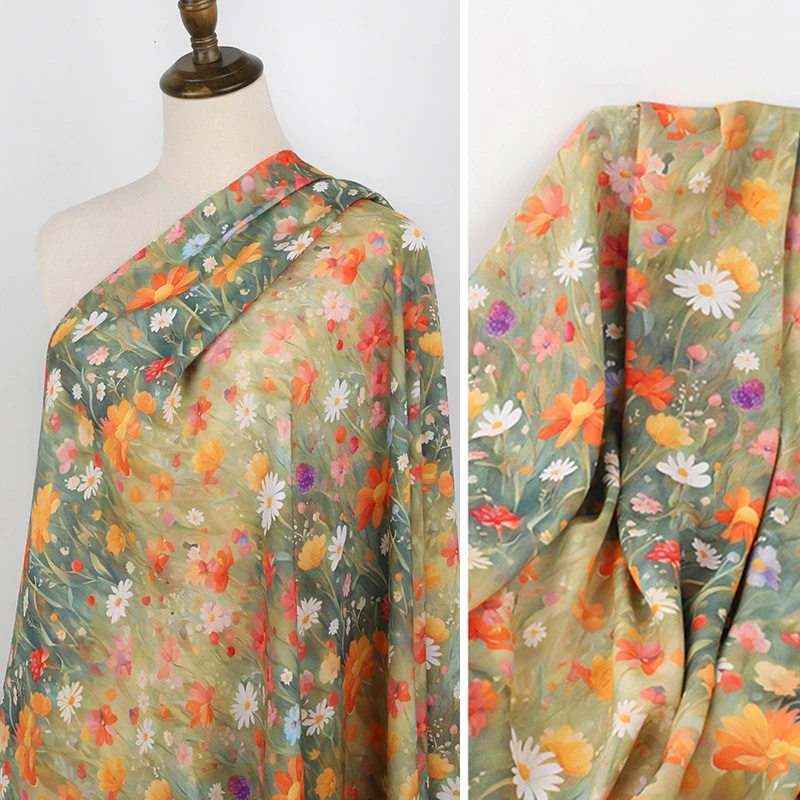 100x140cm 3D-gedruckter Blumen-Rayonstoff DIY Nähen Kleidung Pyjamas Kleider Hosen Nähstoff Weiches Sommermaterial – Detail 7