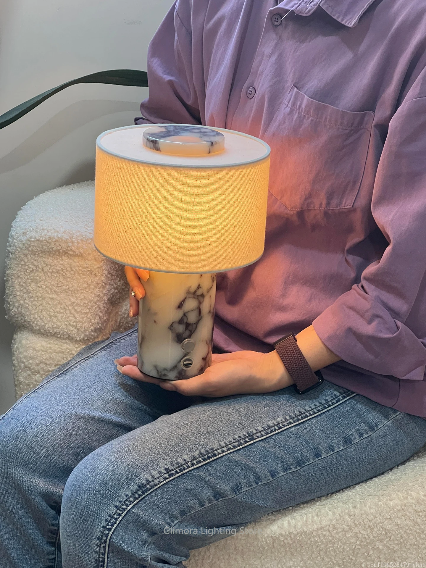 Portable Luxury Stone Chargeable Table Lamp for Bedroom Study Hotel Bar Nightstand Dining Desk Lighting