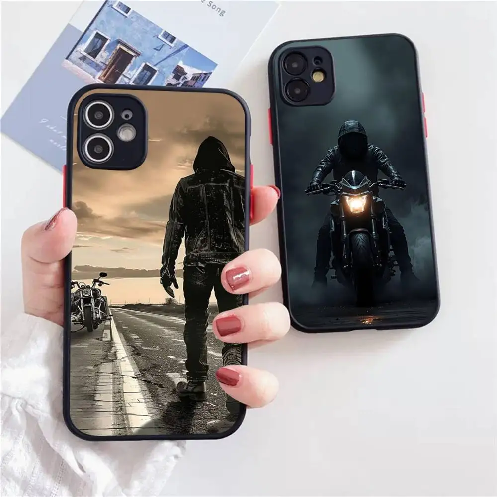 Funda mate deportiva para motocicleta Moto Cross para iPhone 16 15 14 11 12 13 Mini Pro Max X XS MAX funda de teléfono a prueba de golpes