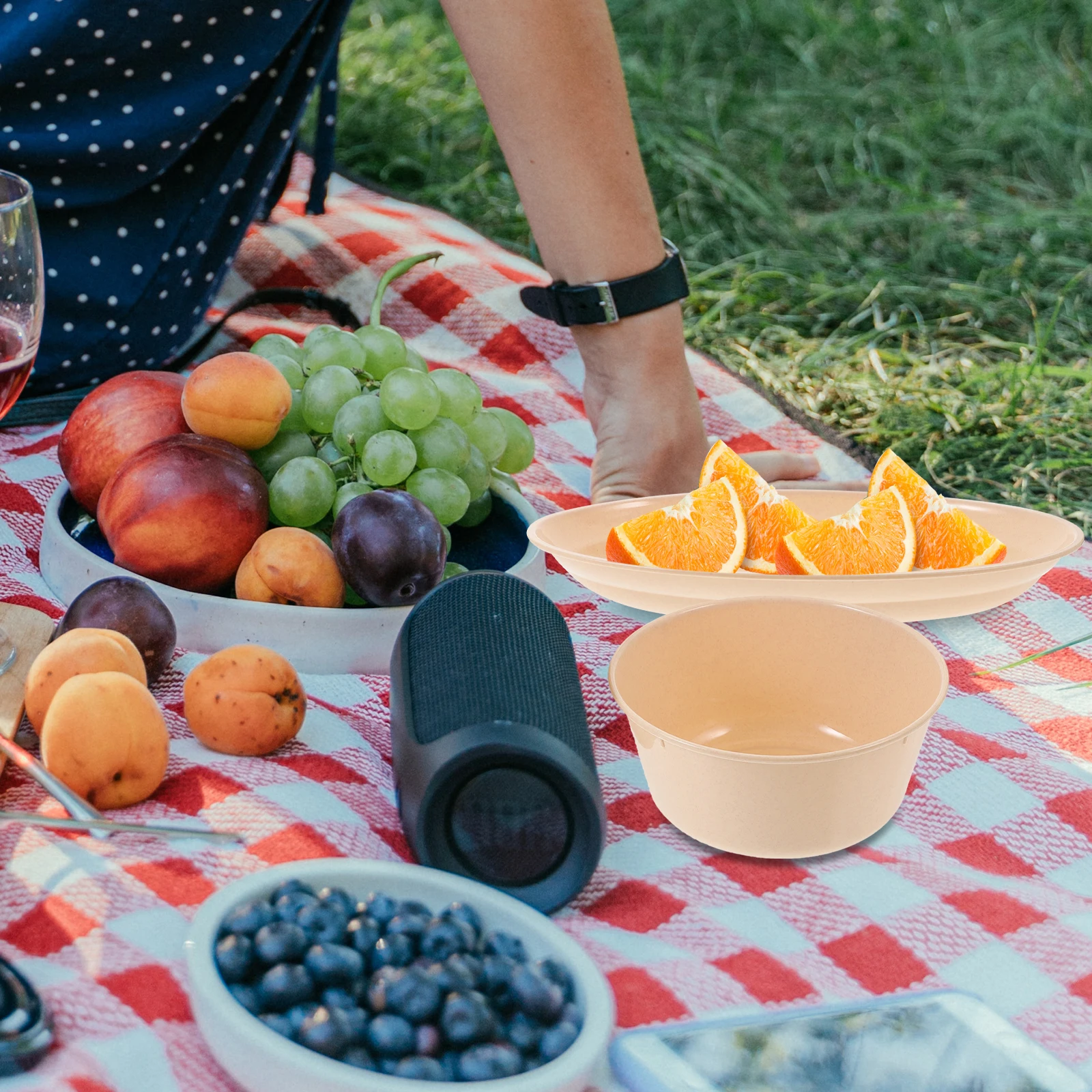 

Portable Camping Set PP Material Lightweight Durable Tableware for Picnic Outdoor Dish Kids Adult Safe Use Smooth Lines Good