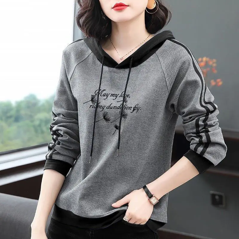 Cotton Hooded Sweatshirt Women\'s Spring Autumn Style 2023 New Coat Korean Version Loose Jacket Middle-Aged Mother\'s Top Ladies