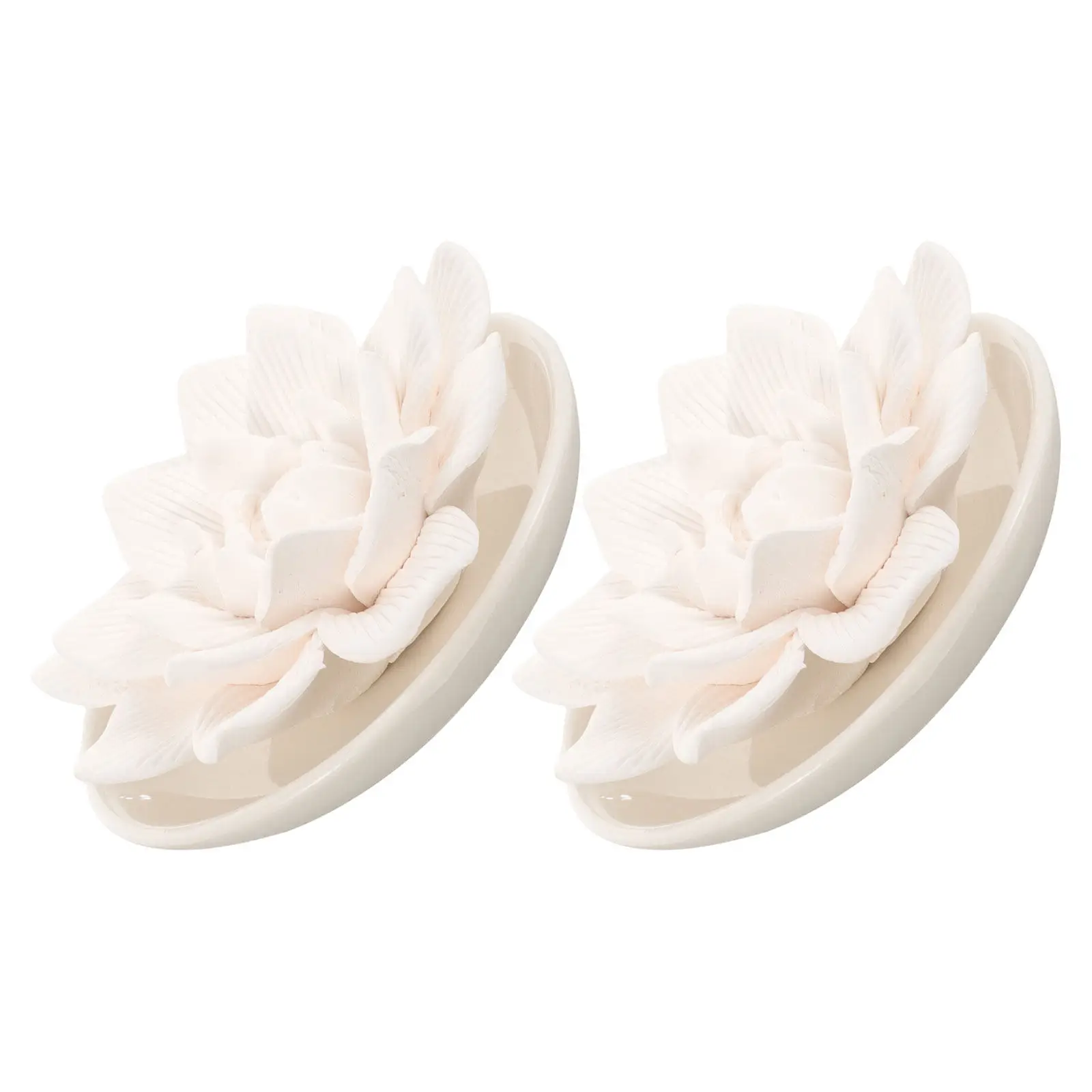 2Pcs White Porous Gypsum Essential Oil Flower Diffuser Passive Aromatherapy Car Bathroom Desk Mini Room Decor Desk Oil Diffuser