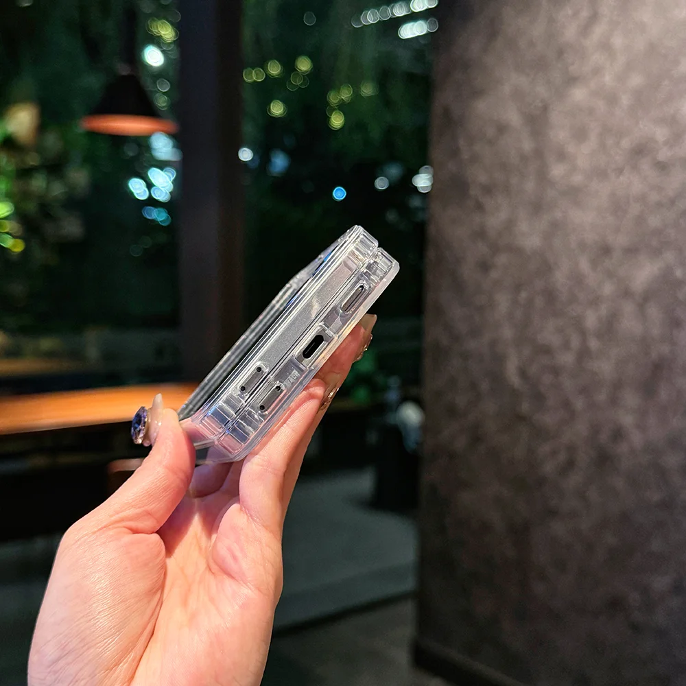 Z Flip7 Custodia magnetica colorata con glitter trasparente per Samsung Galaxy Z Flip 7 ZFlip7 Cover laser antiurto con ricarica wireless