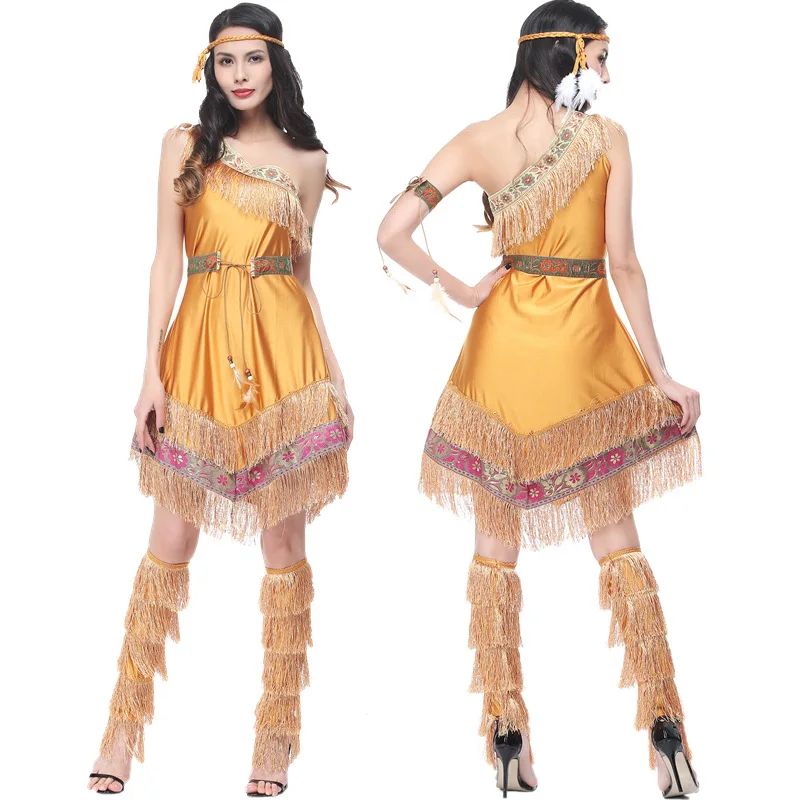 Disfraz de Cavernícola Prehistórico para Mujer, Vestido con Flecos, Conjunto para Adultos, Halloween, Carnaval, Fiesta, Traje de Mujer Salvaje