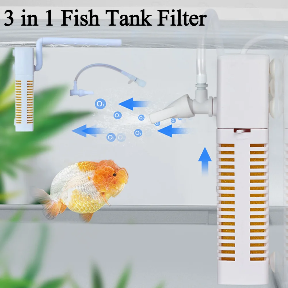 3in1 Aquarium Filter Pump Fish Tank Submersible Silent Air Oxygen Aerator Internal Water Pump Aquarium Air Pump Wave Maker DC5V