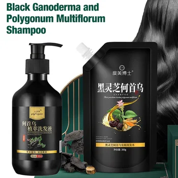 모발용 천연 허브 샴푸, 블랙 가노더마 폴리고넘 멀티플로럼 헤어 샴푸, 오일 컨트롤, 비듬 방지, 푹신한 스무딩