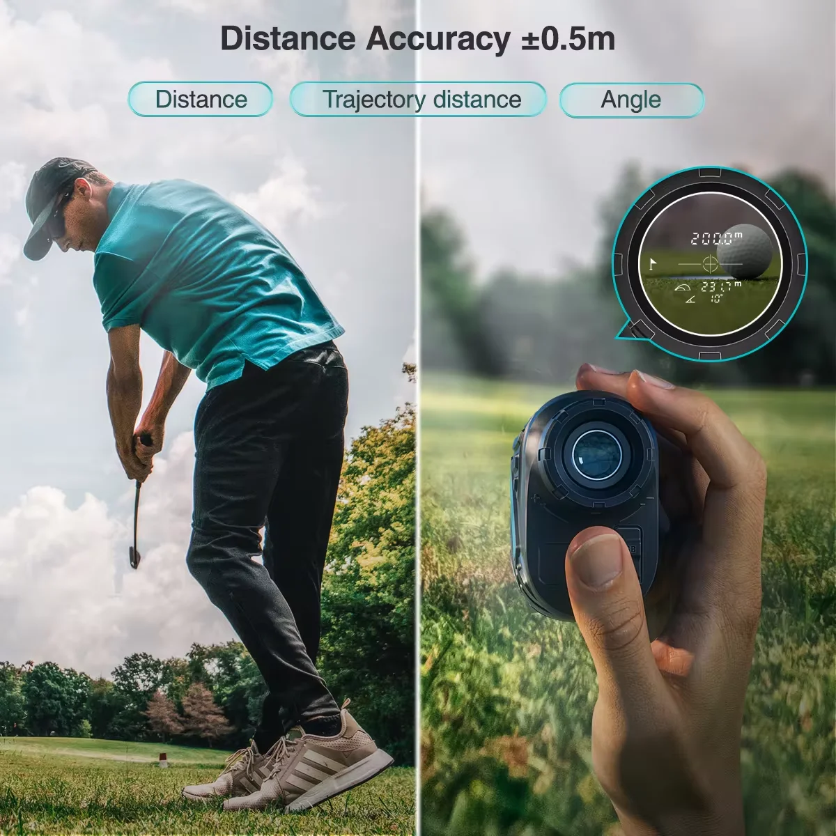 600M Laser Rangefinder DECTEAM Telescope for Golf Hunting Range Finder Distance Meter LCD Display with USB Rechargeable Battery