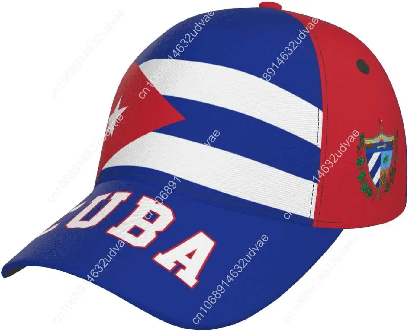 

Cuba Flag Cuban Baseball Cap Full Print Adult Men Hat Patriotism Supporter Soccer Caps Black