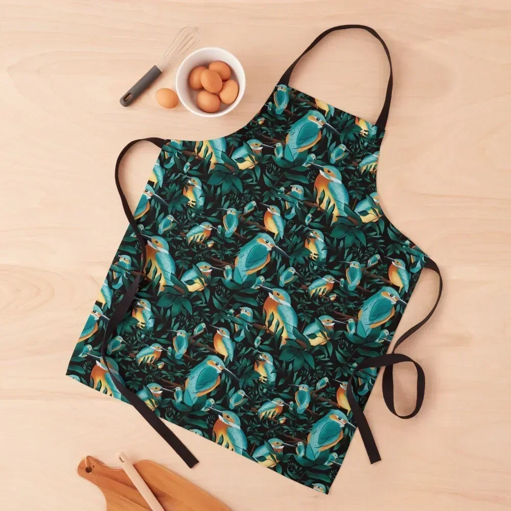 

Kingfishers at Night Pattern Apron restaurant accessories Kids Beauty cook wear Apron