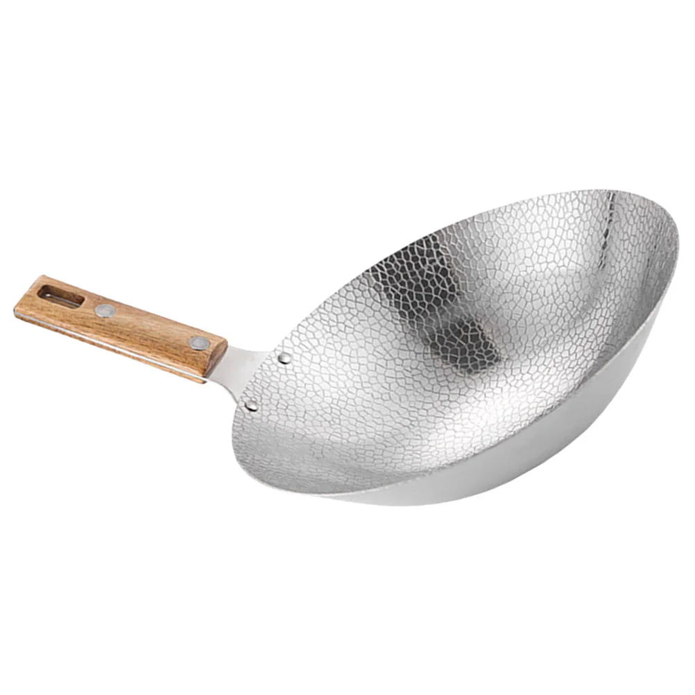 

Hot Pot Stir-fried Pork Wok for Home Chinese Traditional Wooden Handle with Heavy Duty