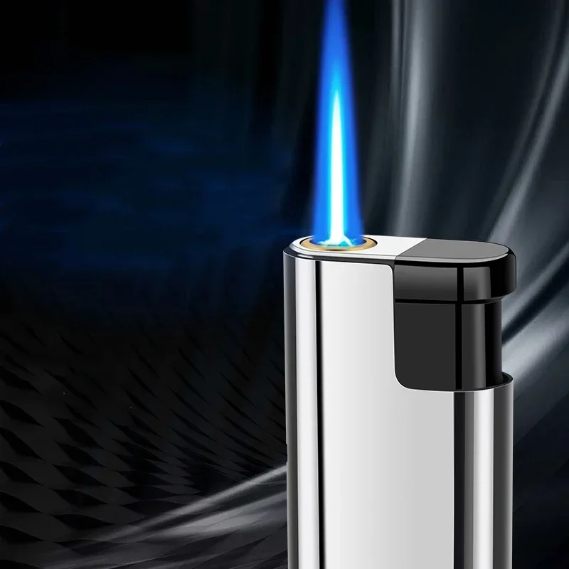 2024 New outdoor windproof direct spray blue flame lighter cigarette lighter cigar accessories camping tools ignition kitchen