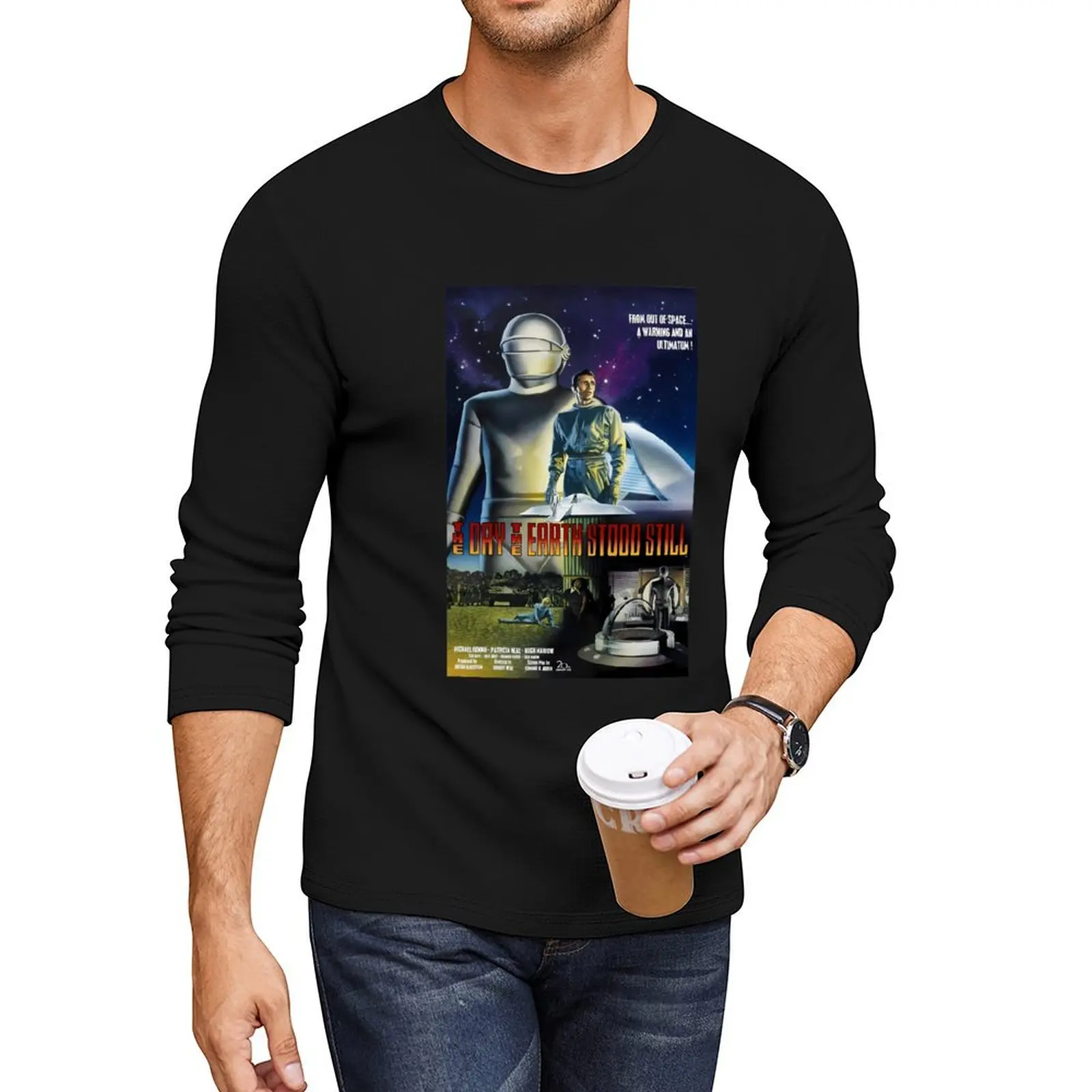 The Day The Earth Stood Still Horror Movie Long T-Shirt Tee shirt heavy weight t shirts for men