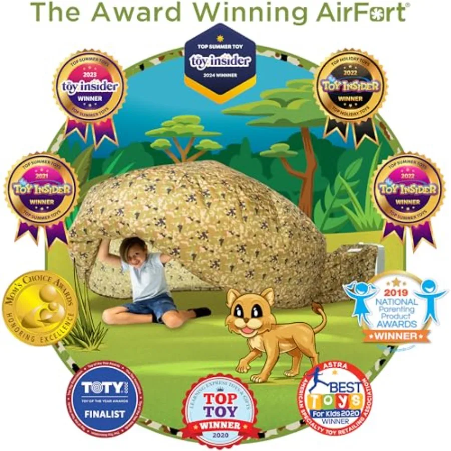 แอร์ฟอร์ท รุ่นดั้งเดิมที่ได้รับสิทธิบัตร - สร้างป้อมปราการใน 30 วินาที ป้อมปราการเป่าลมสำหรับเต็นท์เล่นสำหรับเด็กอายุ 3-14 ปี บ้านของเล่นที่เต็มไปด้วยจินตนาการ