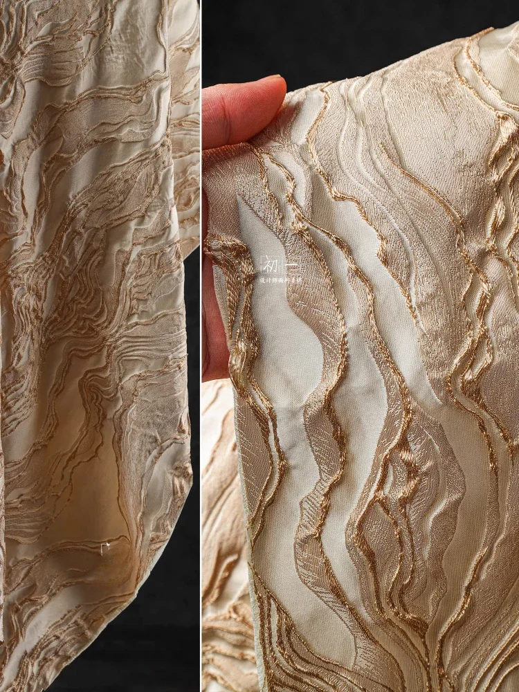

Metal Wire Jacquard Fabric Creative Dress Shirt Home Fabrics Designer Fashion Cloth Diy Sewing Polyester Material Per Meter