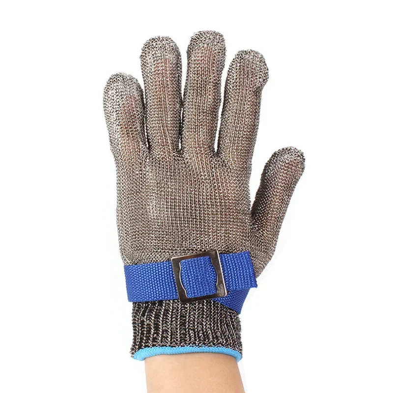 Guantes de acero inoxidable anticorte, protectores de mano resistentes al corte, malla de carne de Metal, a prueba de puñaladas, cuchillo de alambre