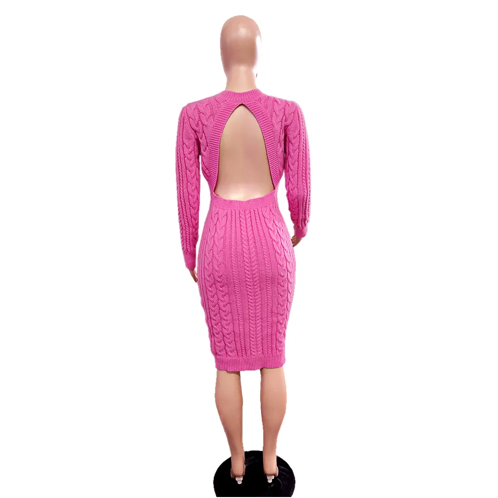 Vestido corto de punto para mujer, a la moda Sexy minifalda, ceñido al cuerpo, para fiesta, ropa de calle de invierno, 2022