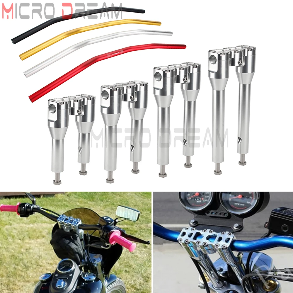 Club Style T-bar 25mm -38mm Handlebar Riser for Harley Dyna Sportster Softail Chopper Cafe Racer Handle Bar Gauge Mount 6