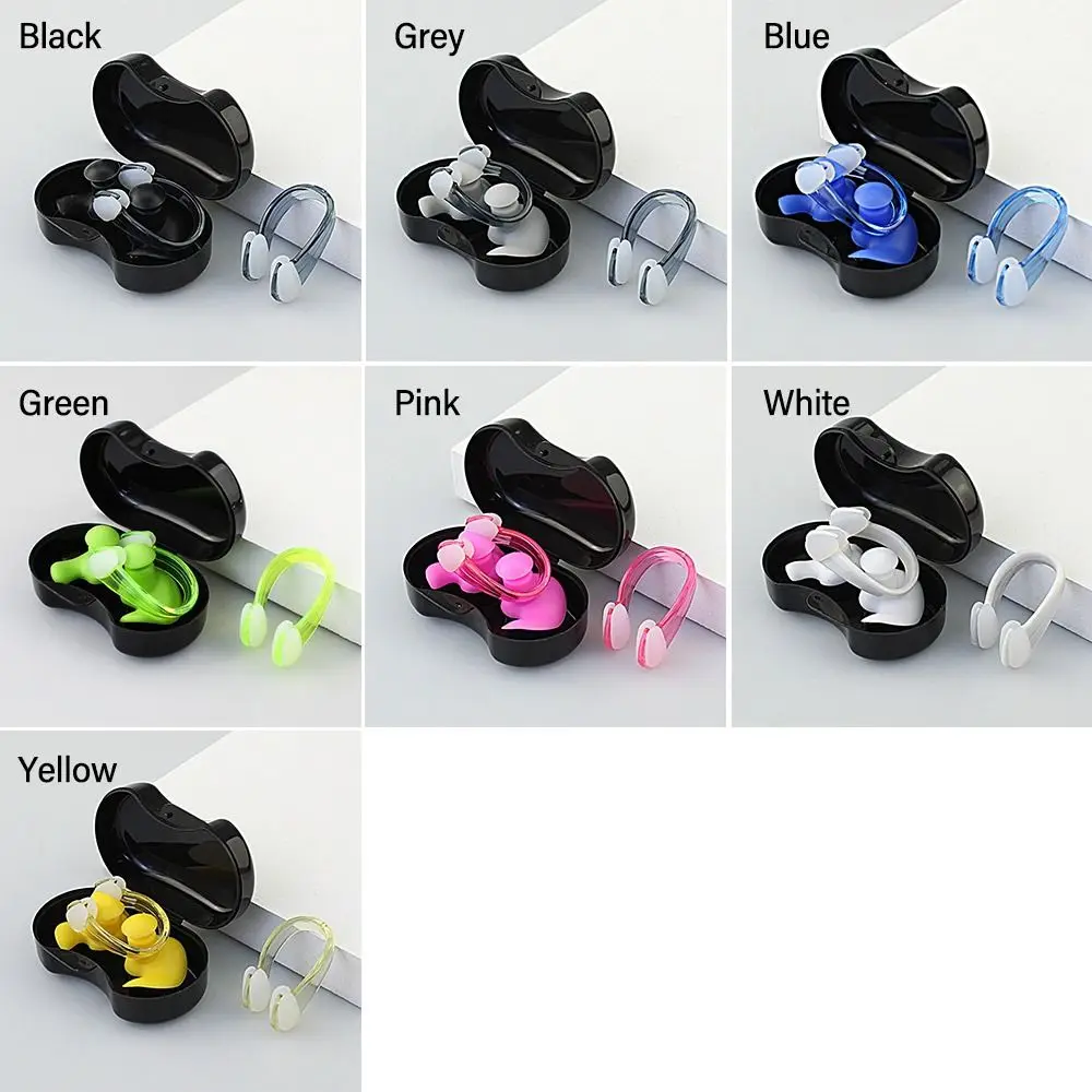 Soft Earplug Nose Clip Suit Multicolor Silicone Swimming Earplugs Set with Case Anti-noise Ear Plugs Diving/Surfing/Swimming