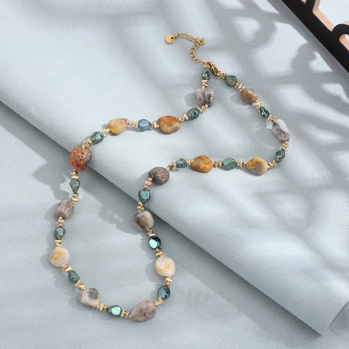 2024 New Natural Irregular Agate Beaded Stone Men Women Necklace Vintage Trendy Ethnic Style Accessories