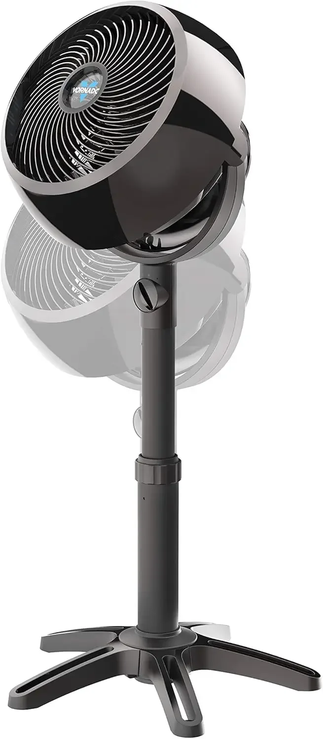 7803 Large Pedestal Whole Room Air Circulator Fan with Adjustable Height, 3 Speed Settings, Removable Grill for Cleaning, Black