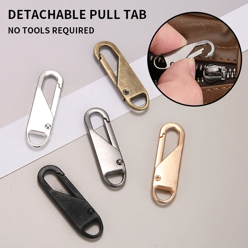 5 Pieces Zipper Pull Replacement Zipper Repair Kit Zipper Slider Pull Tab Universal Zipper Fixer Metal Zipper Head