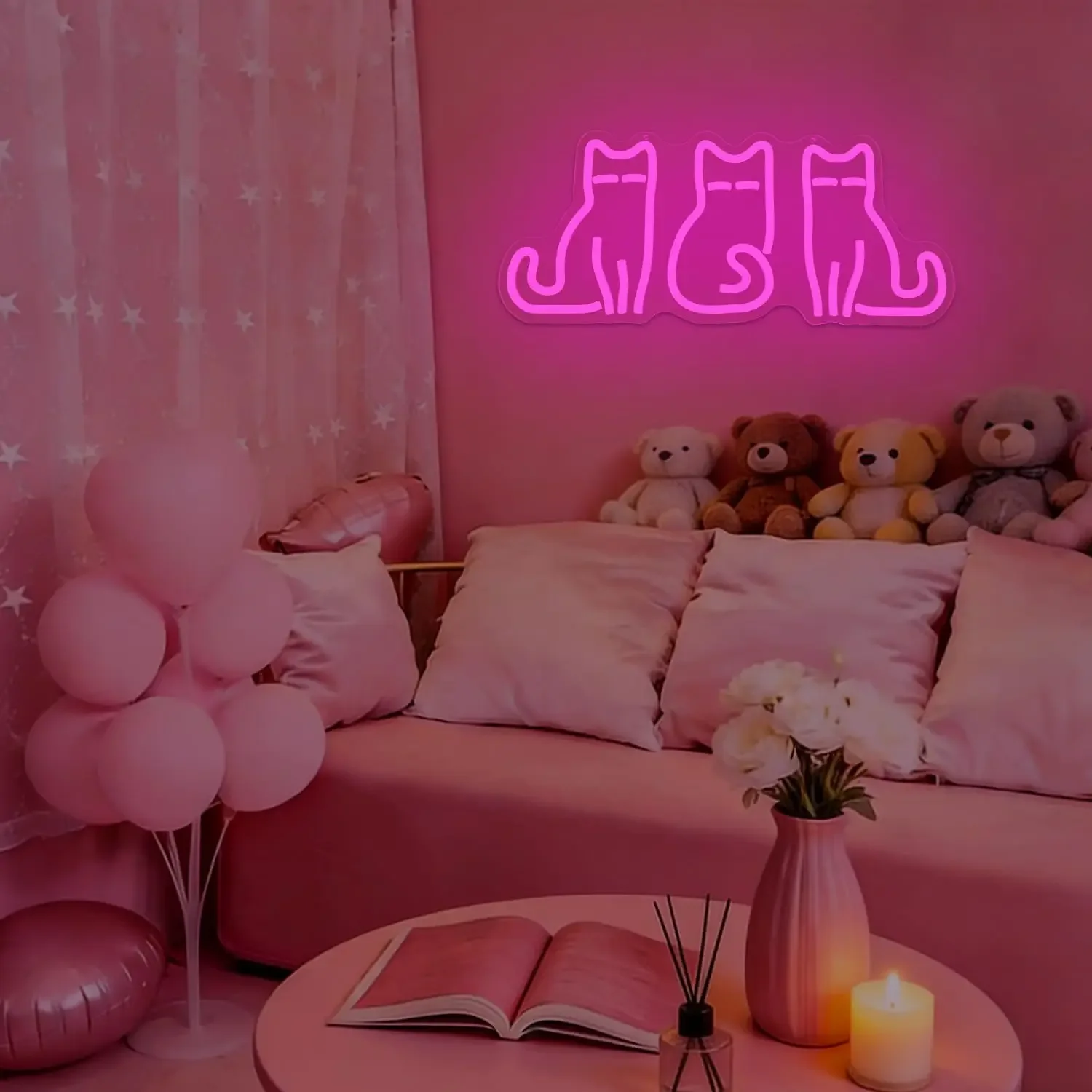 Cats Neon Sign USB LED Neon Light for Bedroom Pet Shop Animal Theme Party Game Room Home Wall Art Decoration Gift Night Light - view 2