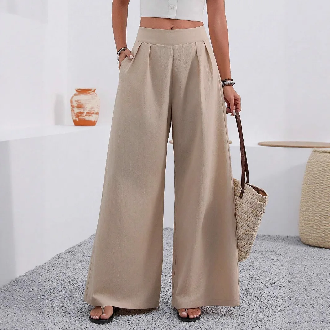 

High Waist Fashionable Wide Leg Pants Autumn Women's New Style Pocket Commute Long Trousers Versatile Elegant Business Pants