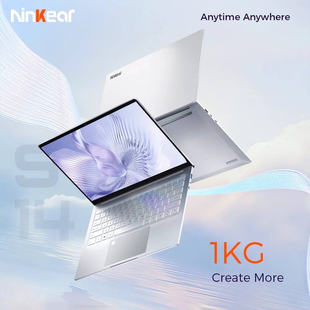 Ninkear S14 Laptop 14 Inch 2.2K AMD Ryzen 5 6600H 6-Core, 16GB DDR5 RAM, 1TB SSD, WiFi 6, Bluetooth 5.3, 60Wh Battery, 65W Type-C Charging, Backlit Keyboard